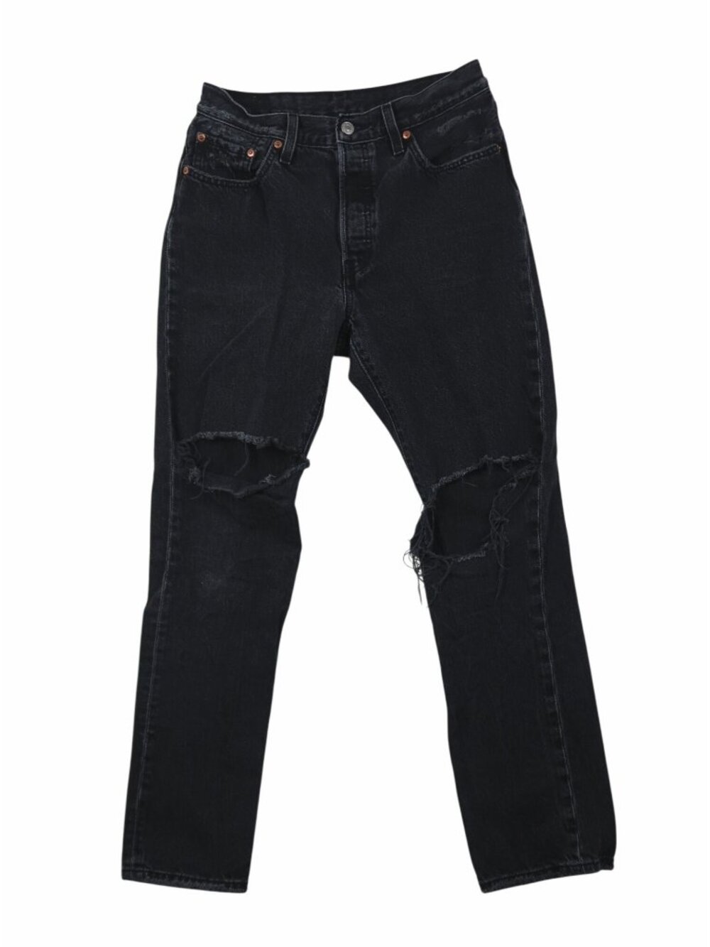 ✨3/$30 Levis 501 28 Black Distressed Straight-Leg Ripped Jeans Goth Rock Metal